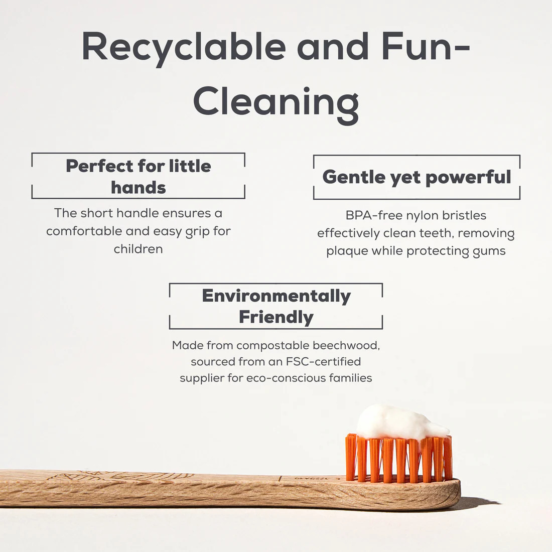 Dětský zubní kartáček z bukového dřeva - Georganics